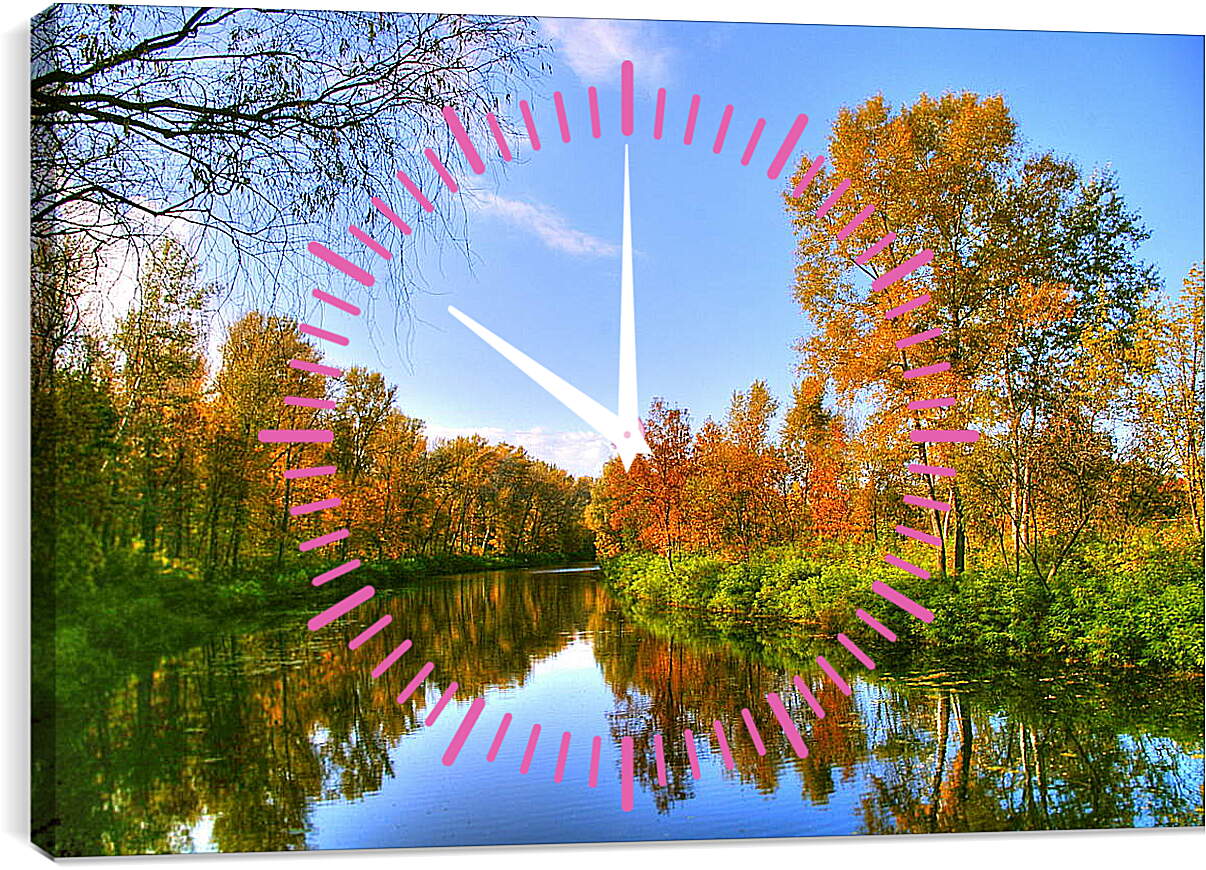 Часы картина - Осенняя река
