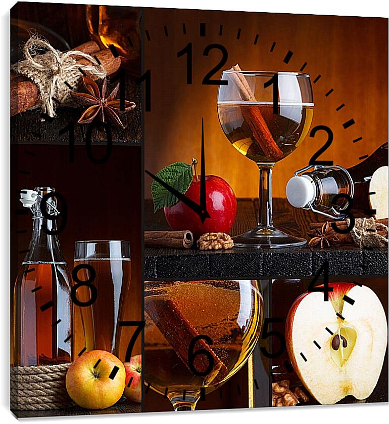 Часы картина - Бокал яблочного сока