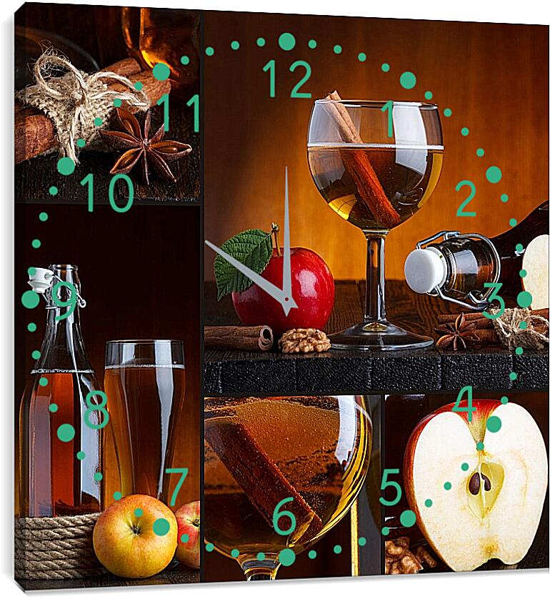 Часы картина - Бокал яблочного сока