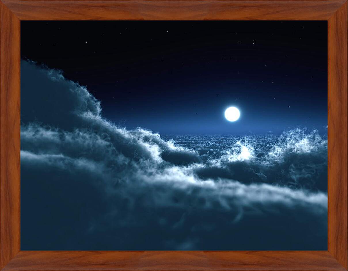 Картина в раме - Луна над облаками
