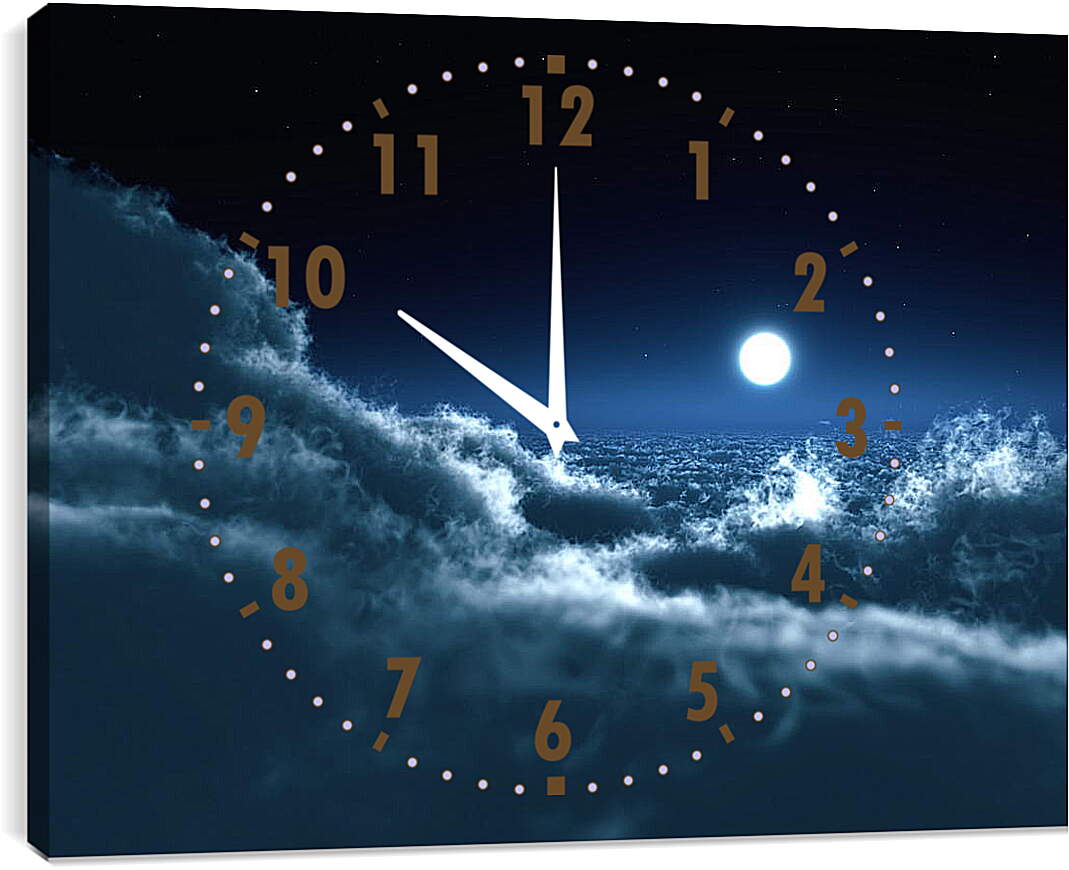 Часы картина - Луна над облаками
