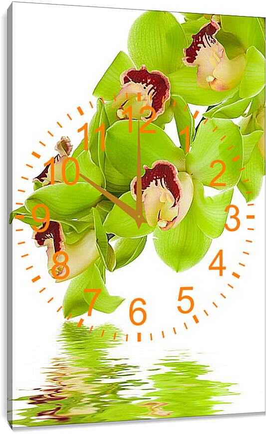 Часы картина - Орхидеи над водой
