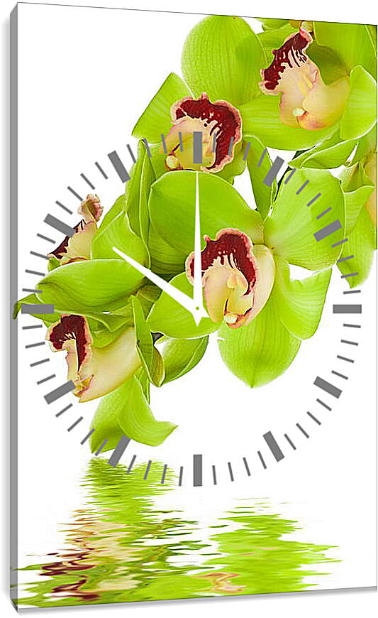 Часы картина - Орхидеи над водой
