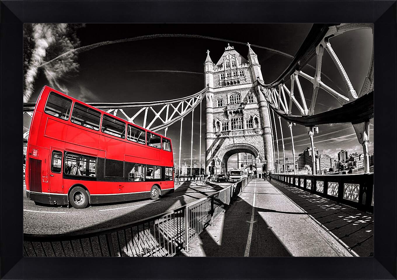 Картина в раме - Лондон. Красный автобус.