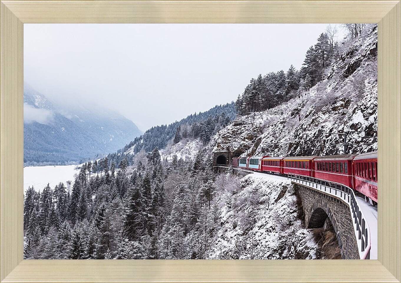 Картина в раме - Поезд зимой