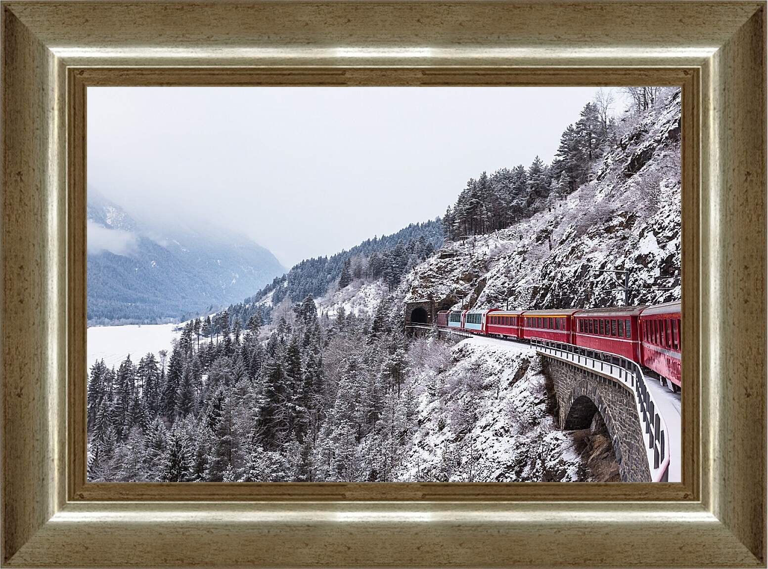 Картина в раме - Поезд зимой