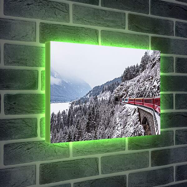Лайтбокс световая панель - Поезд зимой