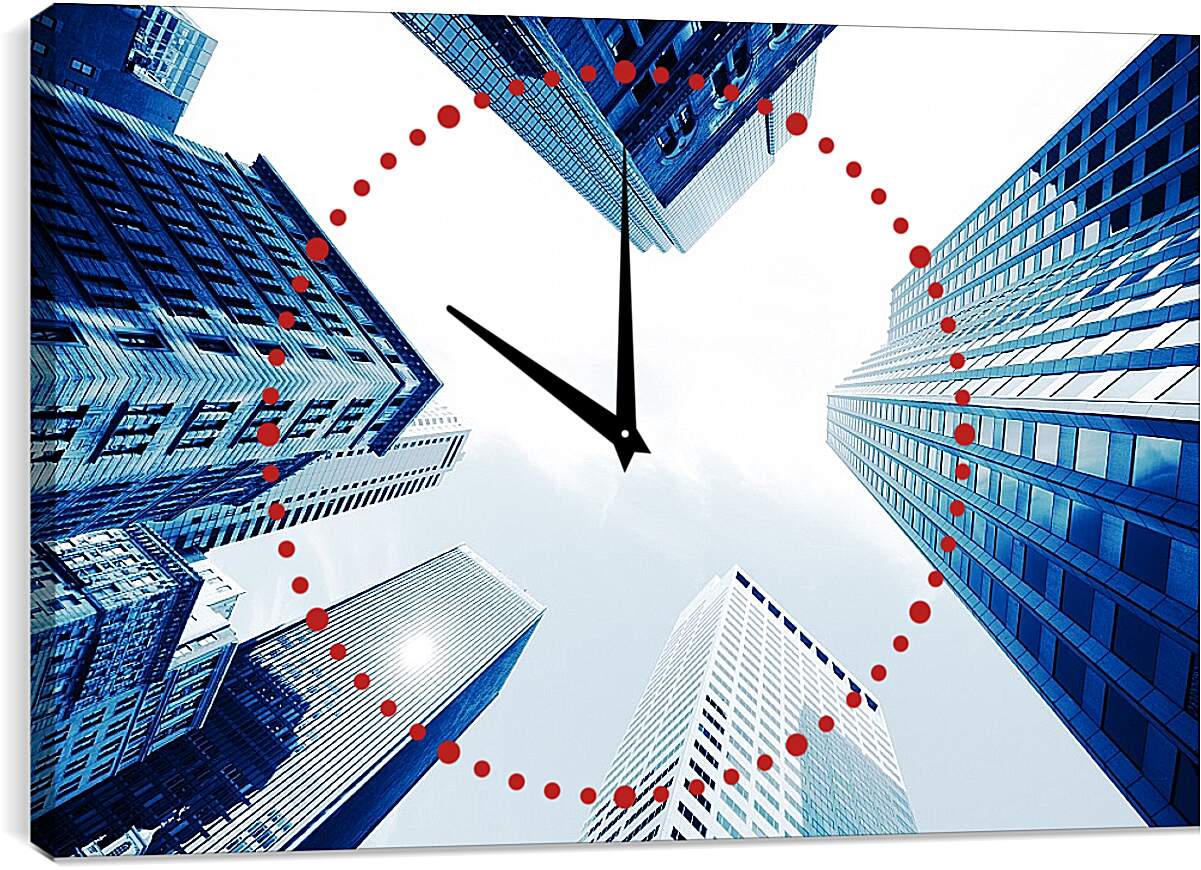 Часы картина - Modern city skyscrapers, Central, Hong Kong, China.