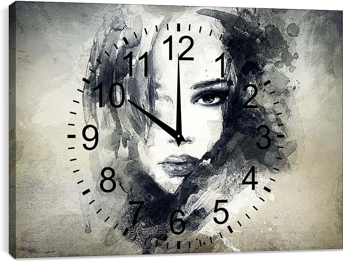 Часы картина - Силуэт девушки