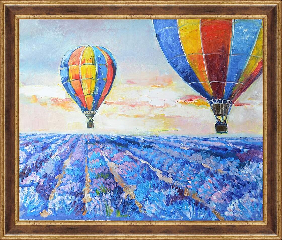 Картина в раме - Воздушные шары над полем