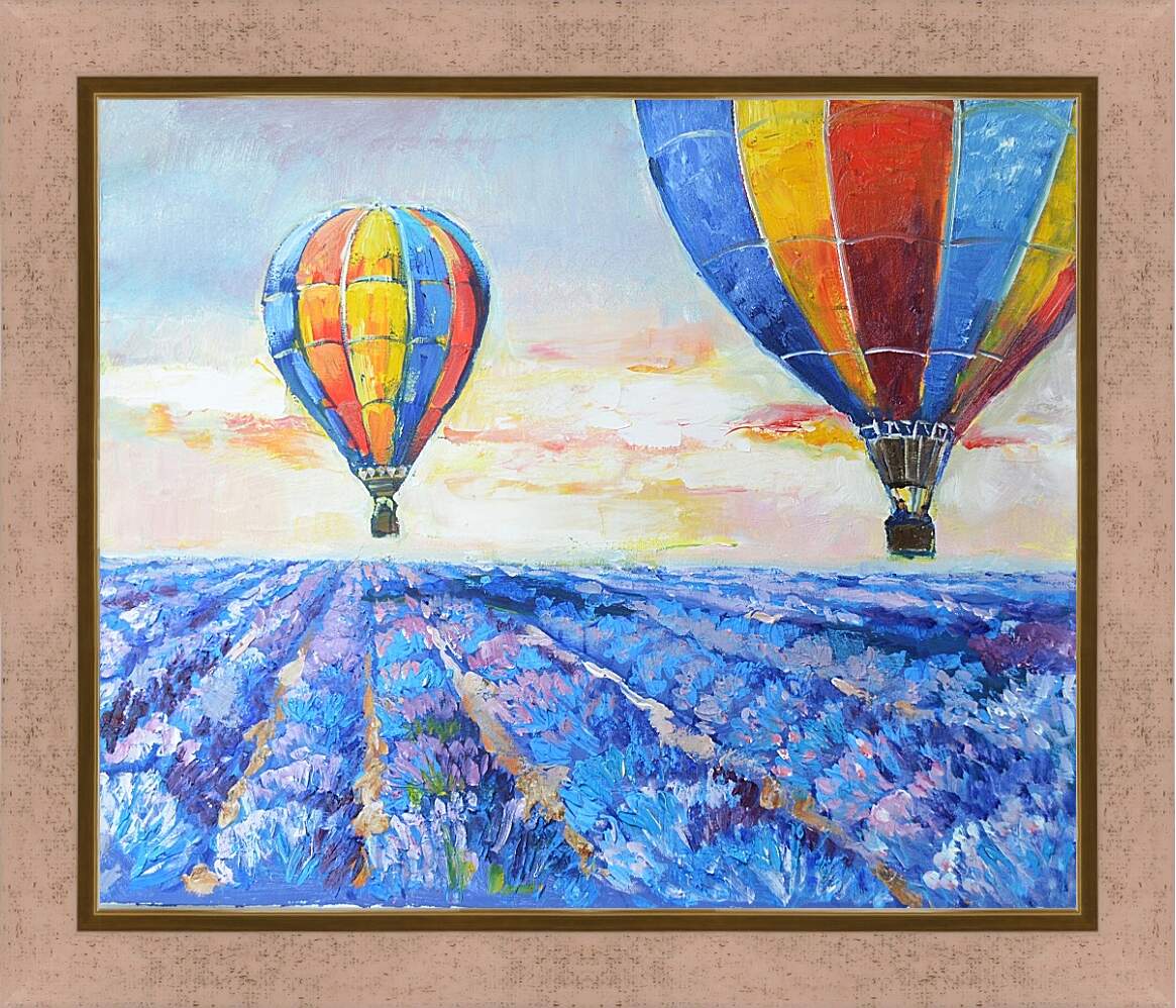 Картина в раме - Воздушные шары над полем