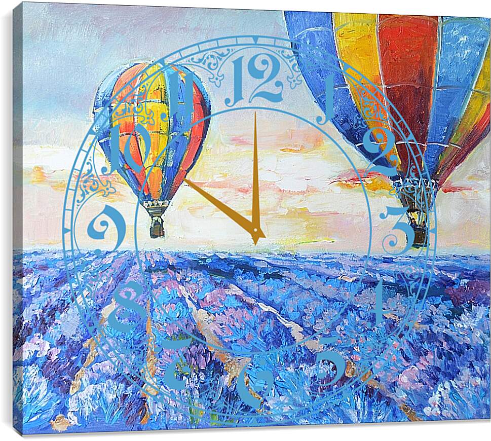 Часы картина - Воздушные шары над полем