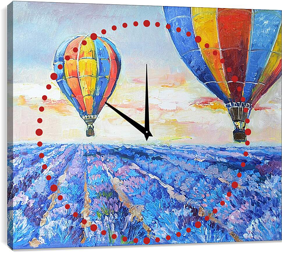 Часы картина - Воздушные шары над полем
