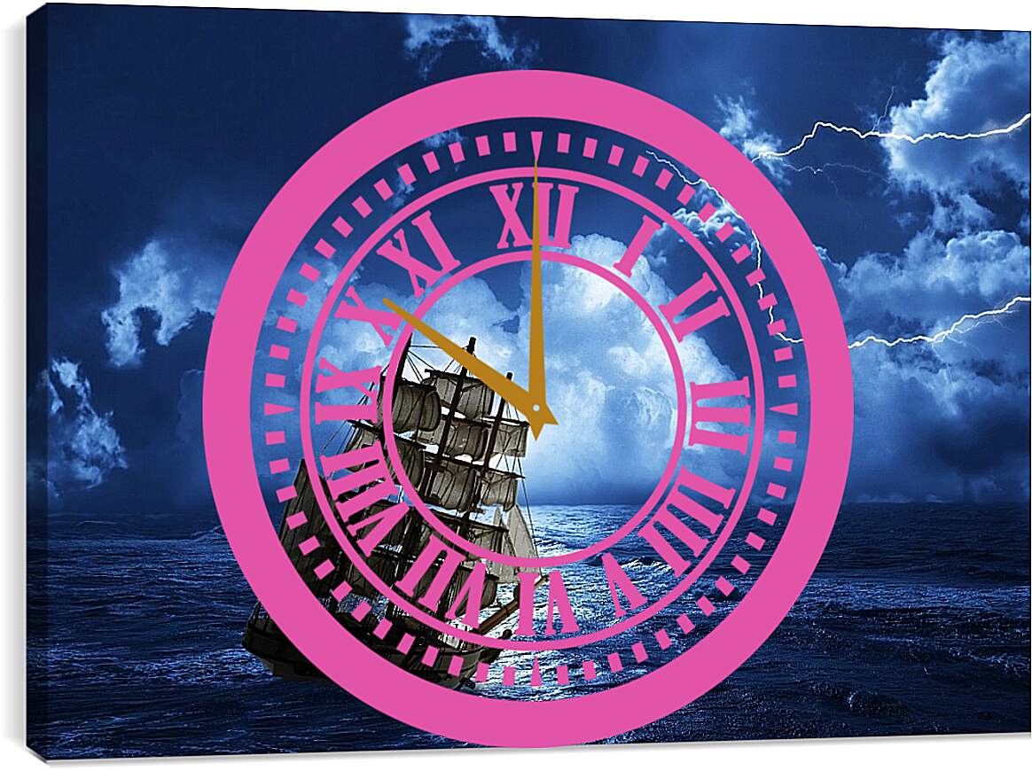 Часы картина - Корабль во время шторма