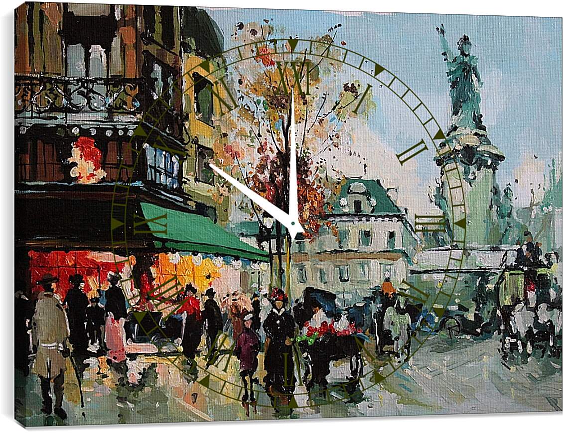 Часы картина - Городская площадь
