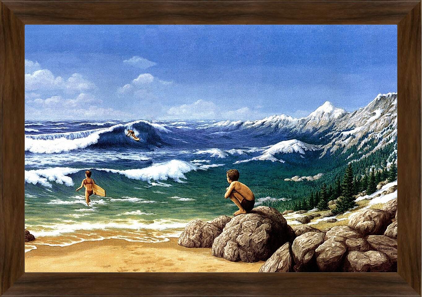Картина в раме - Иллюзия. Горы из моря
