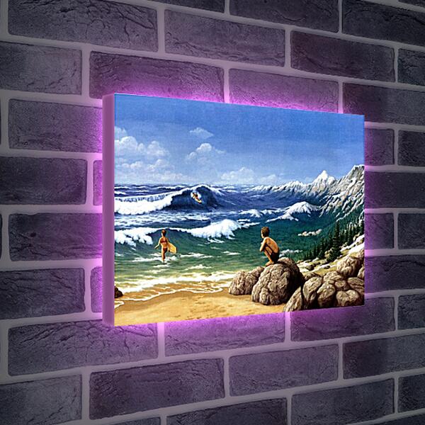 Лайтбокс световая панель - Иллюзия. Горы из моря