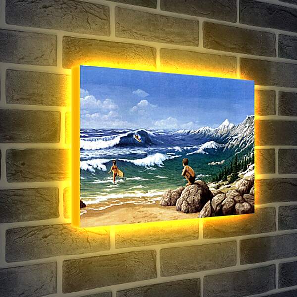 Лайтбокс световая панель - Иллюзия. Горы из моря