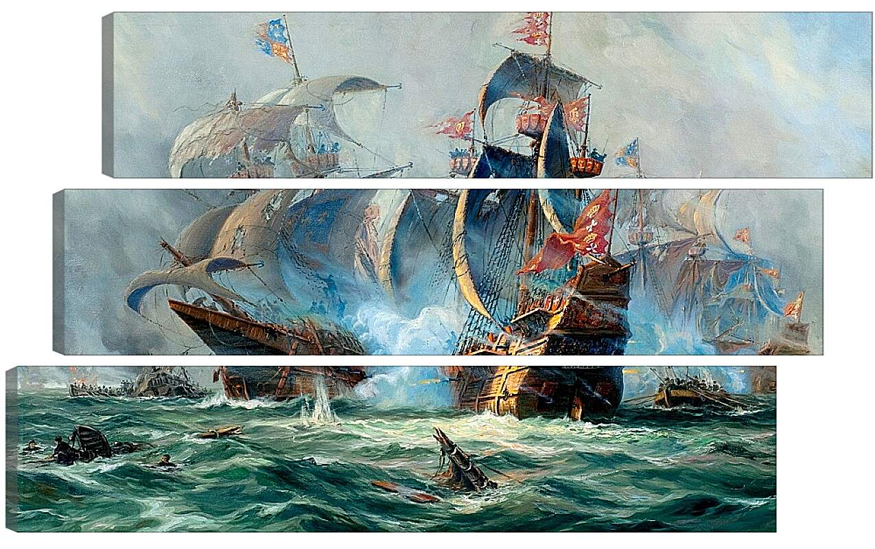 Модульная картина - Битва на море