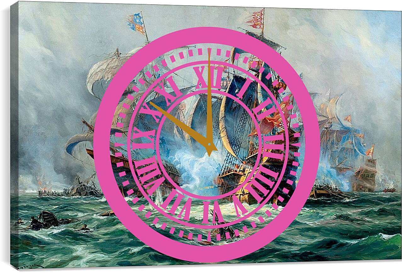 Часы картина - Битва на море