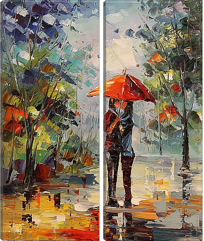 Модульная картина - Двое под зонтом