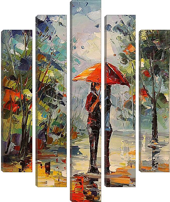 Модульная картина - Двое под зонтом