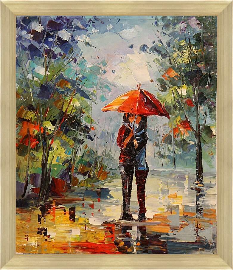 Картина в раме - Двое под зонтом