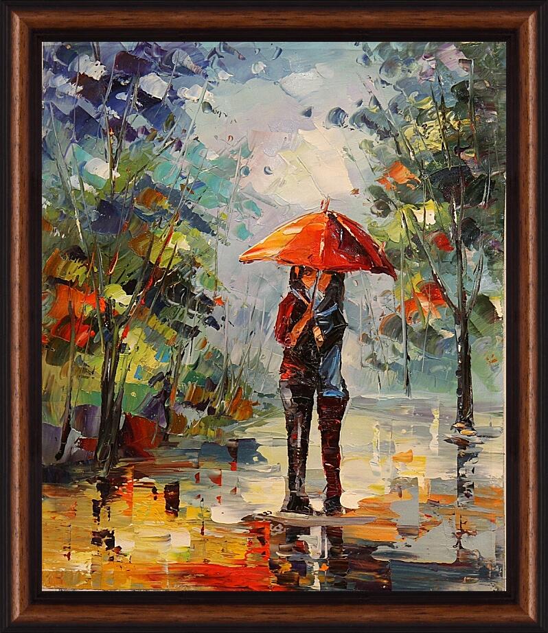 Картина в раме - Двое под зонтом