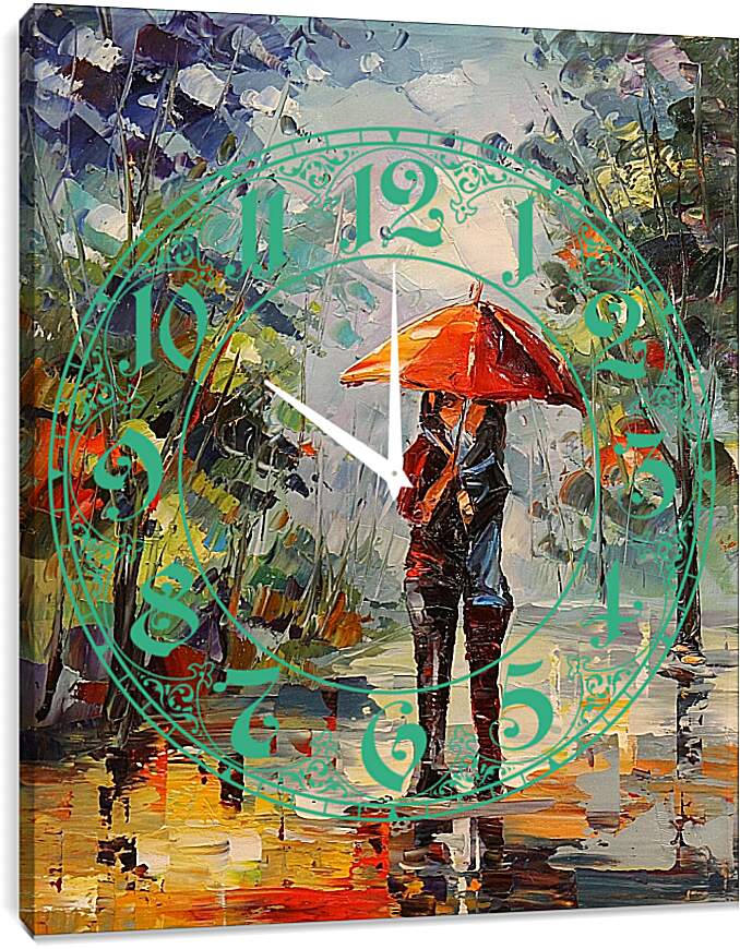 Часы картина - Двое под зонтом