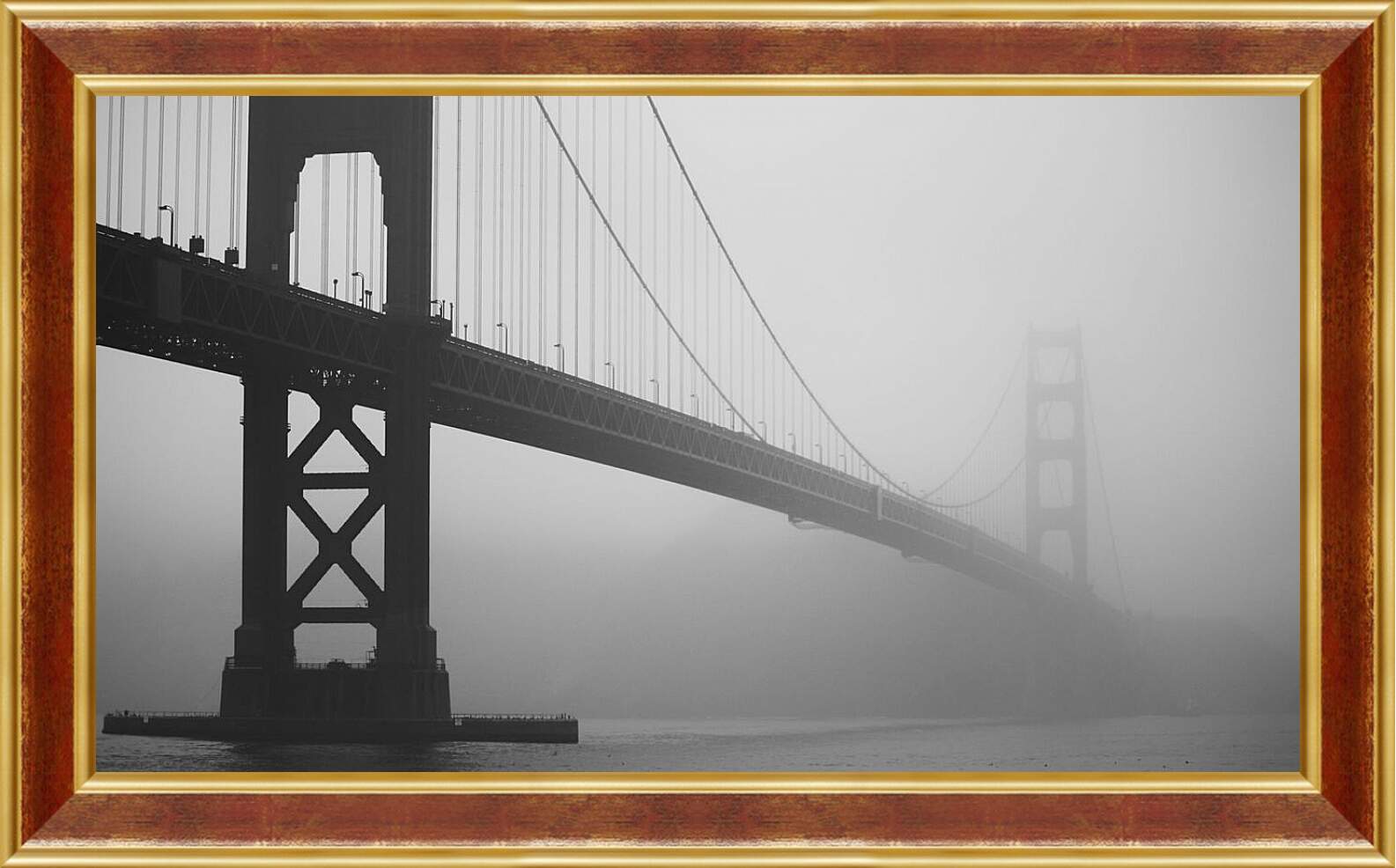 Картина в раме - Мост. Туман