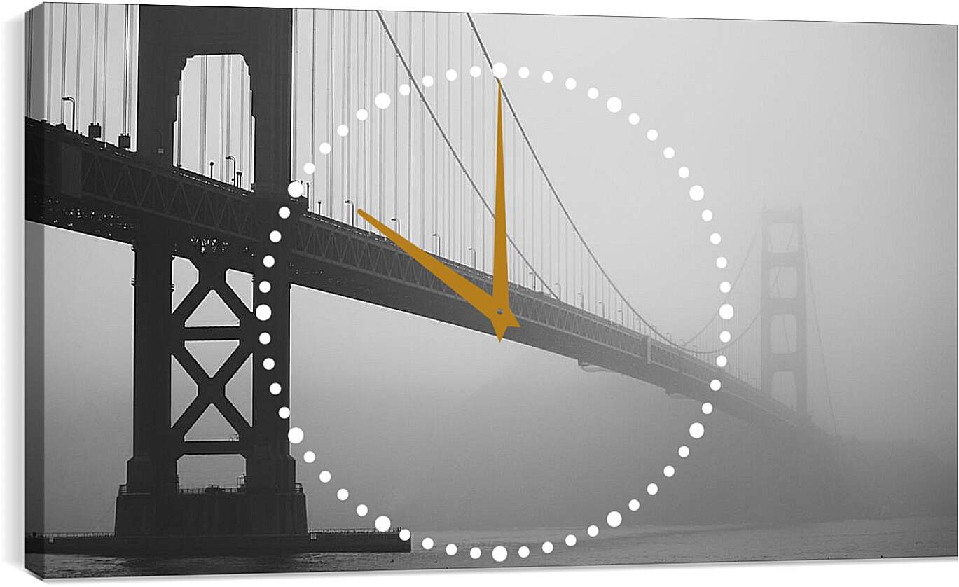 Часы картина - Мост. Туман