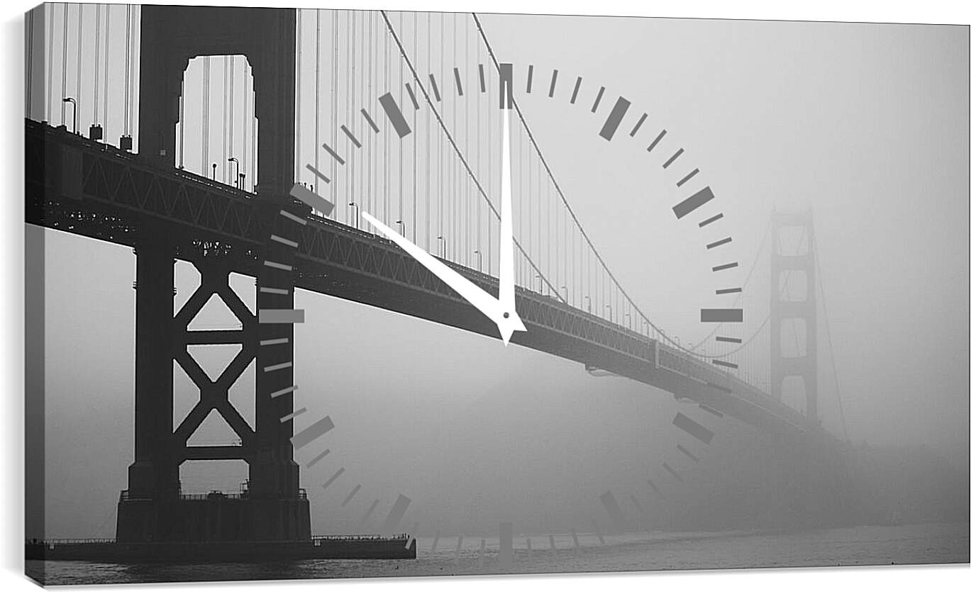 Часы картина - Мост. Туман