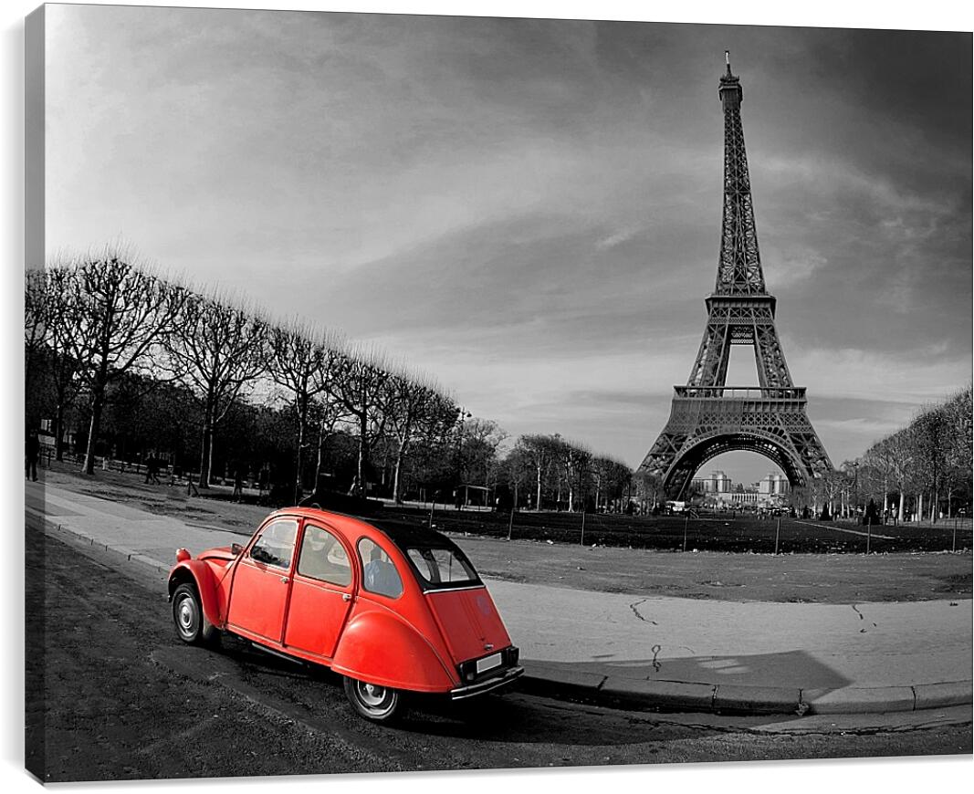 Постер и плакат - Париж. Красное авто.