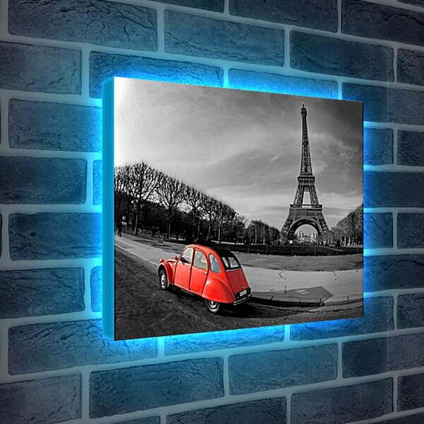 Лайтбокс световая панель - Париж. Красное авто.