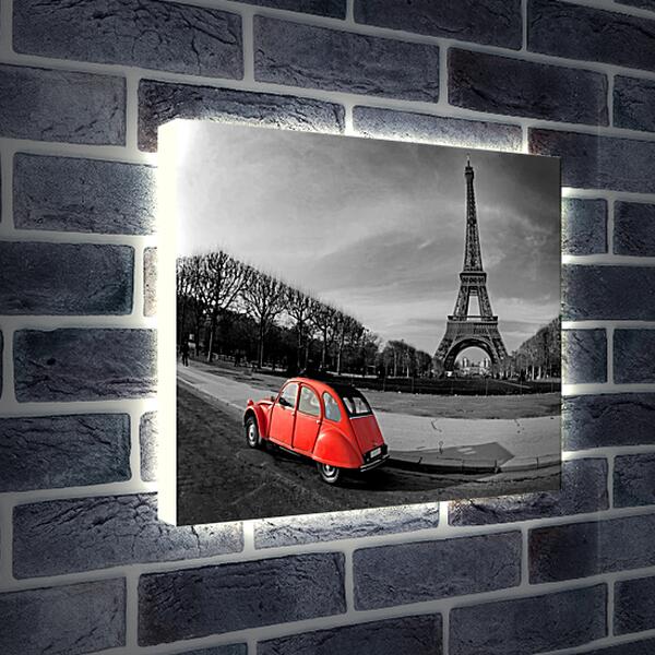 Лайтбокс световая панель - Париж. Красное авто.