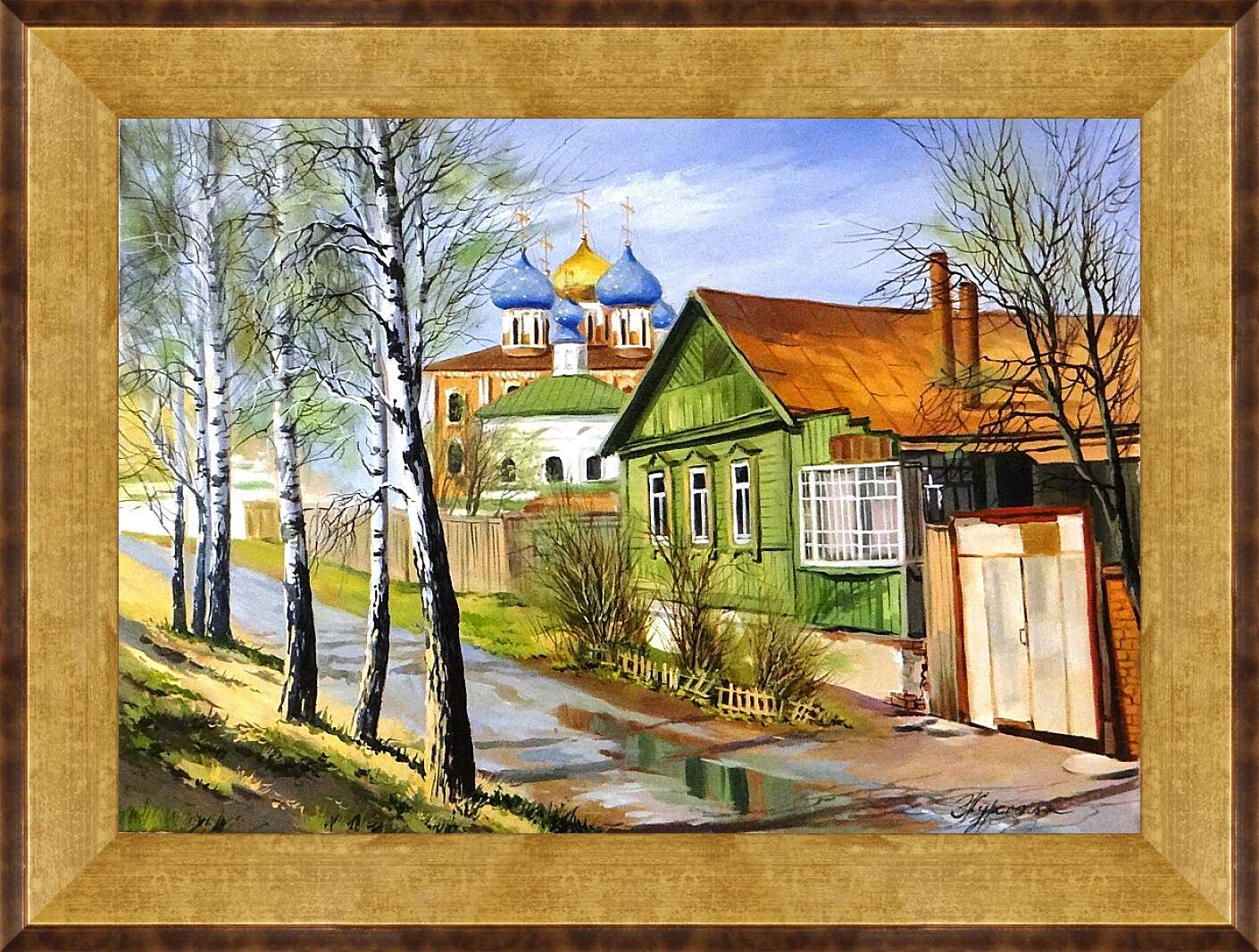 Картина в раме - Деревня