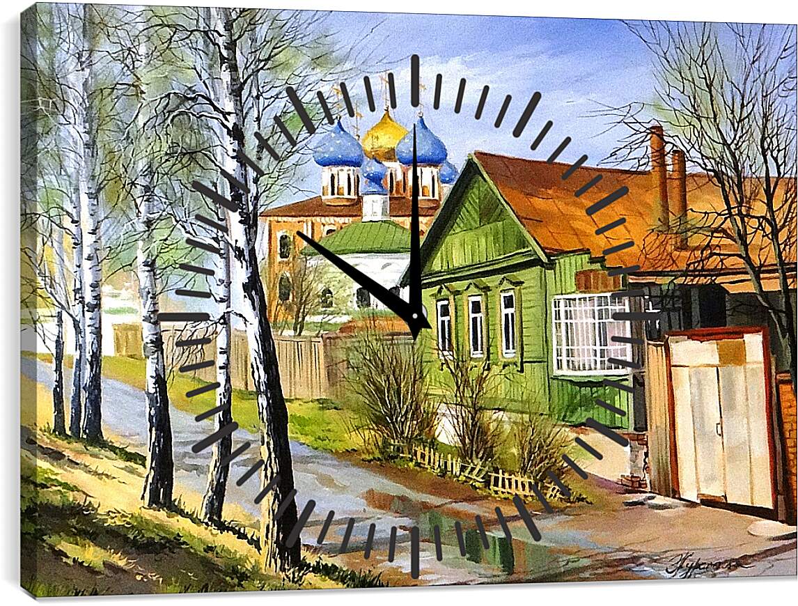 Часы картина - Деревня