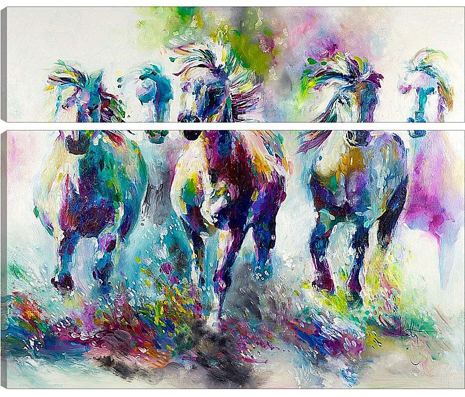 Модульная картина - Табун лошадей