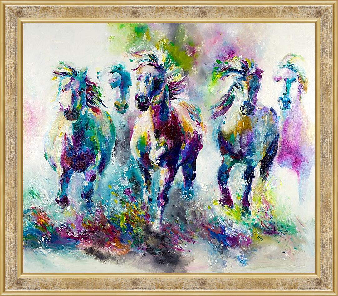 Картина в раме - Табун лошадей