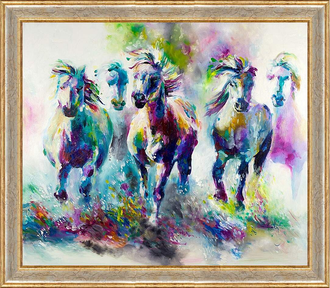 Картина в раме - Табун лошадей
