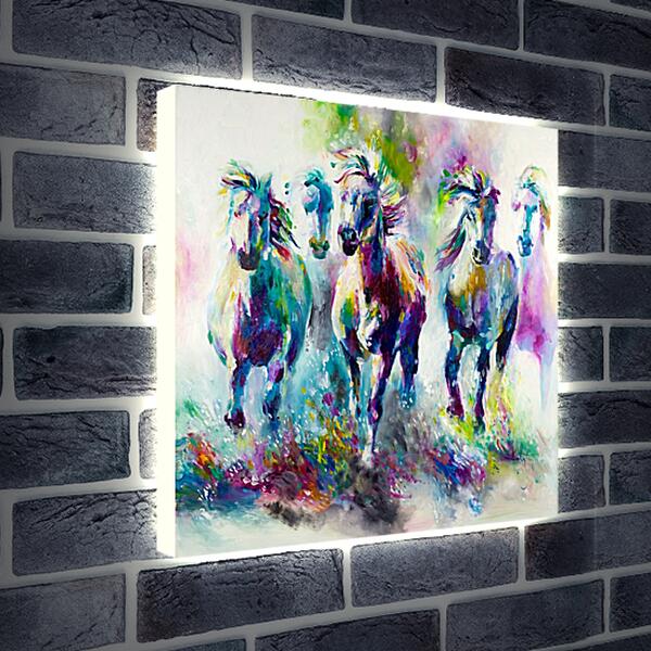 Лайтбокс световая панель - Табун лошадей