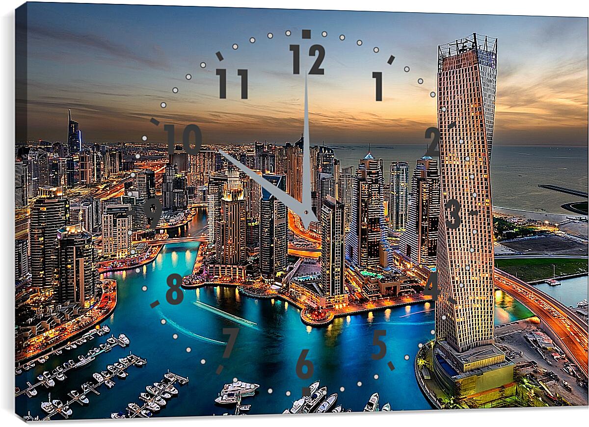 Часы картина - Дубай. Ночной город.