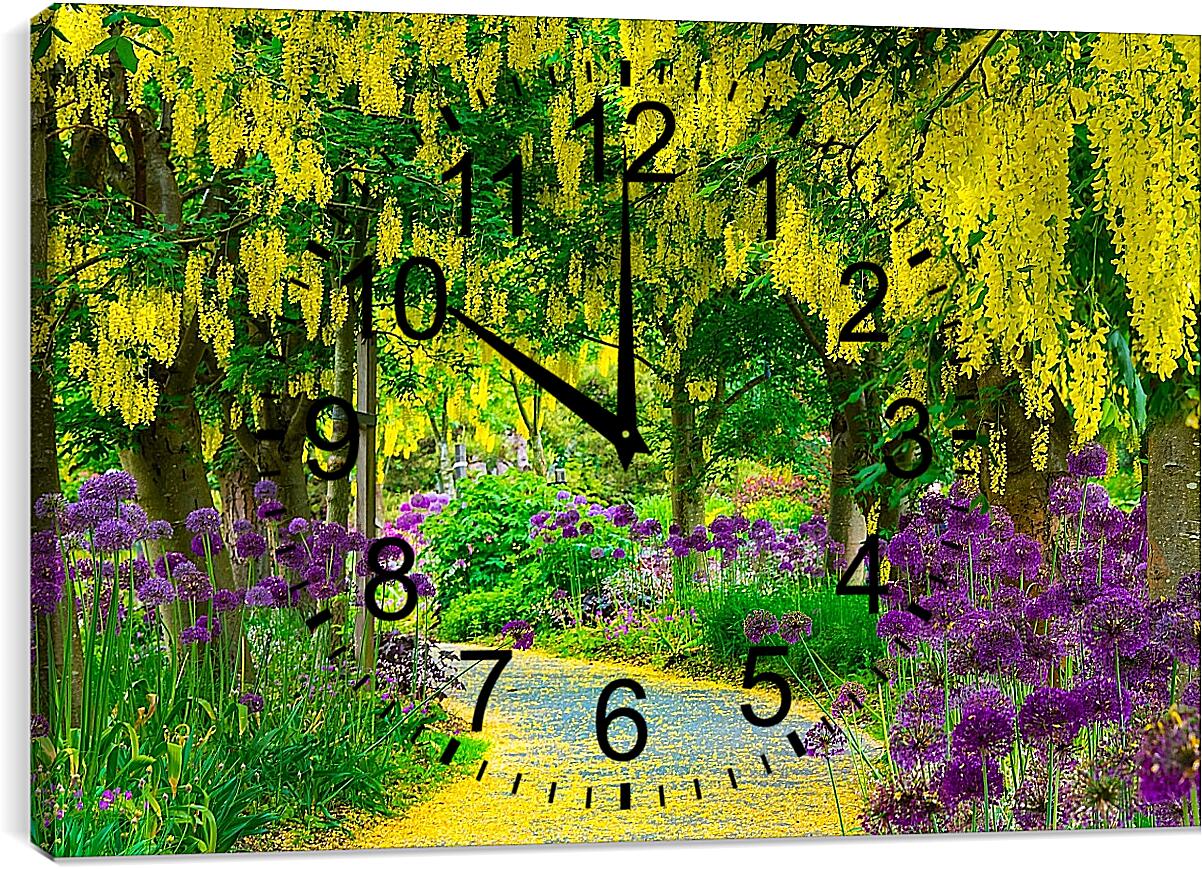Часы картина - Цветочная тропинка