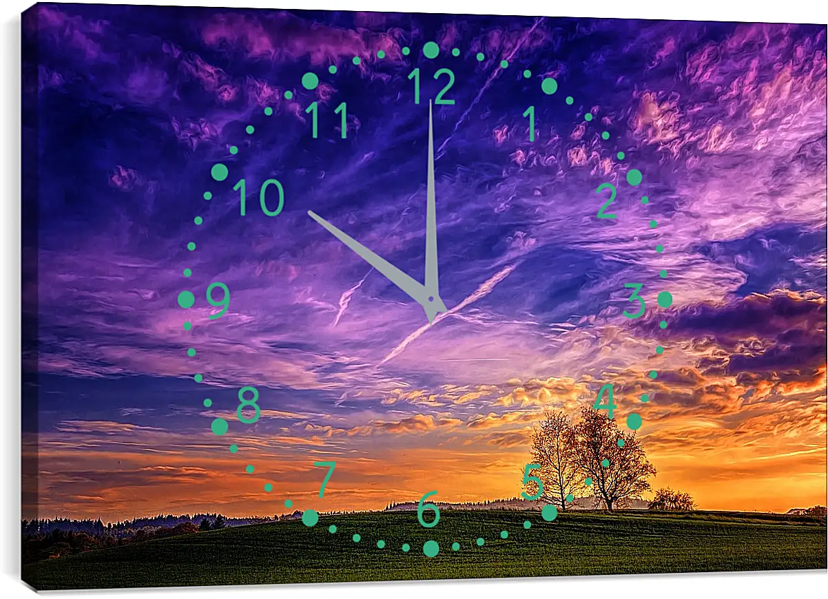 Часы картина - Фиолетовый закат