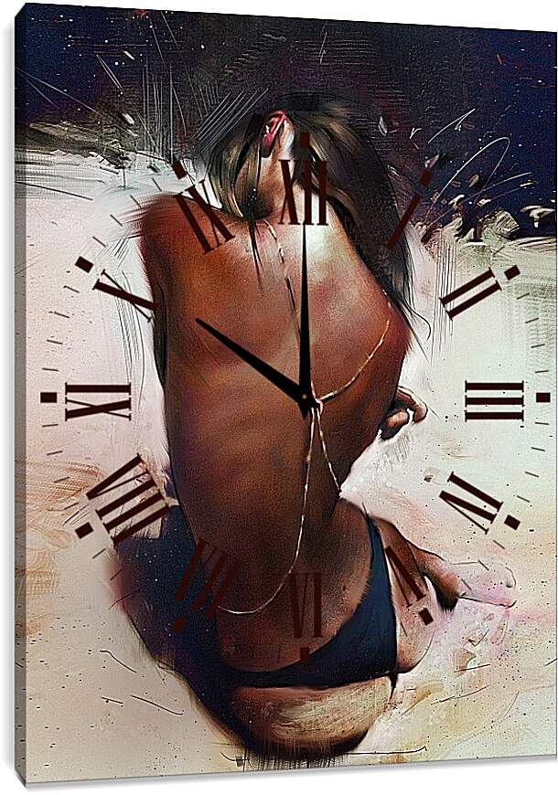 Часы картина - Загорелая девушка