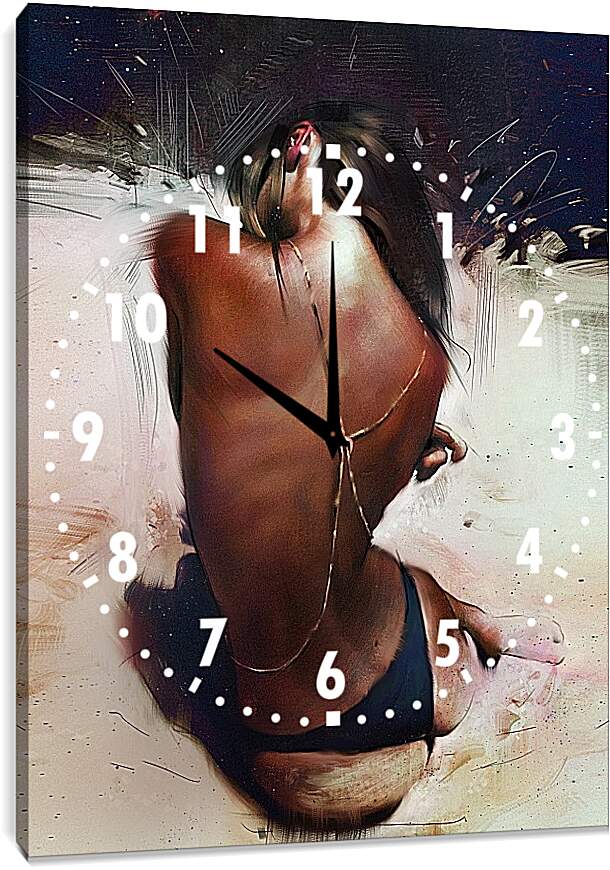 Часы картина - Загорелая девушка