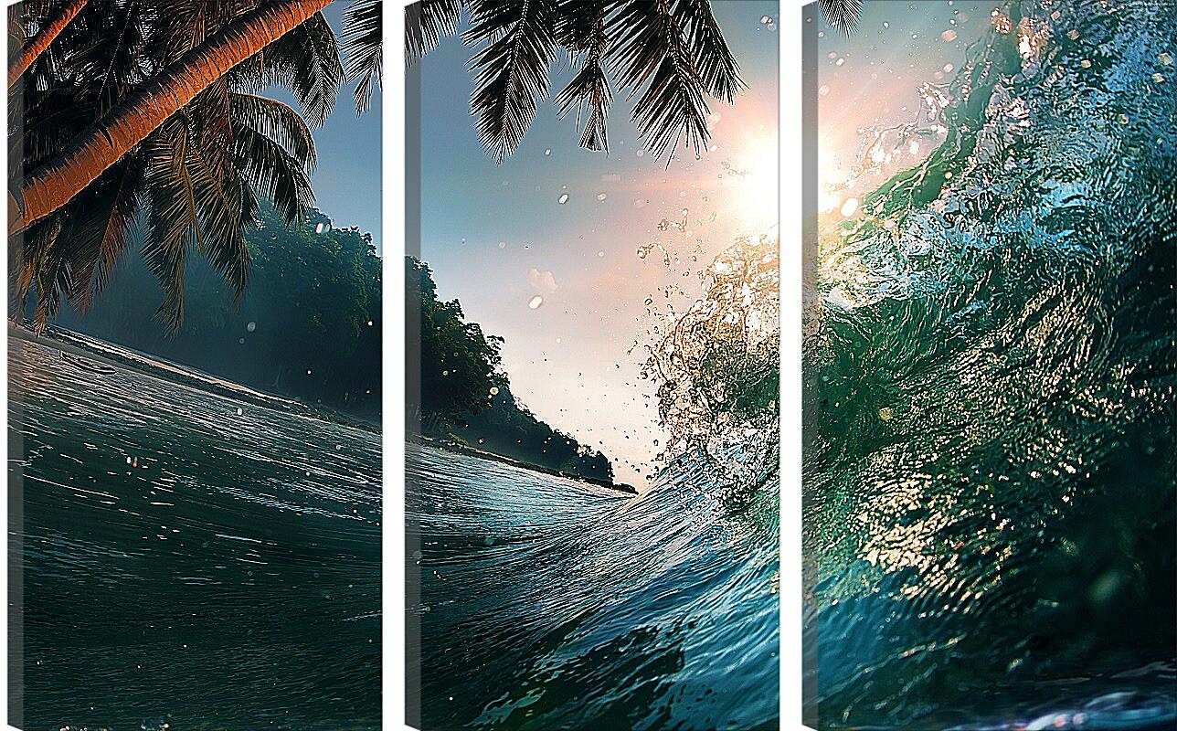Модульная картина - Пальмы над водой