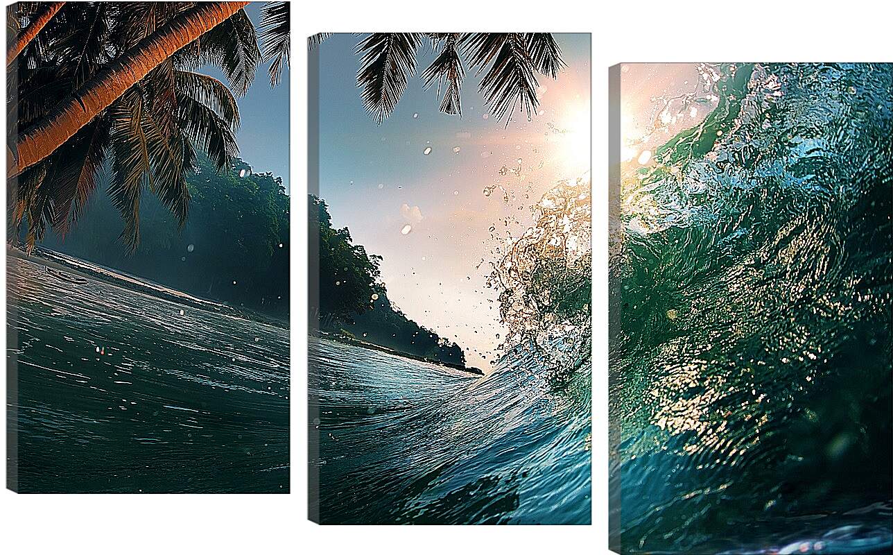 Модульная картина - Пальмы над водой