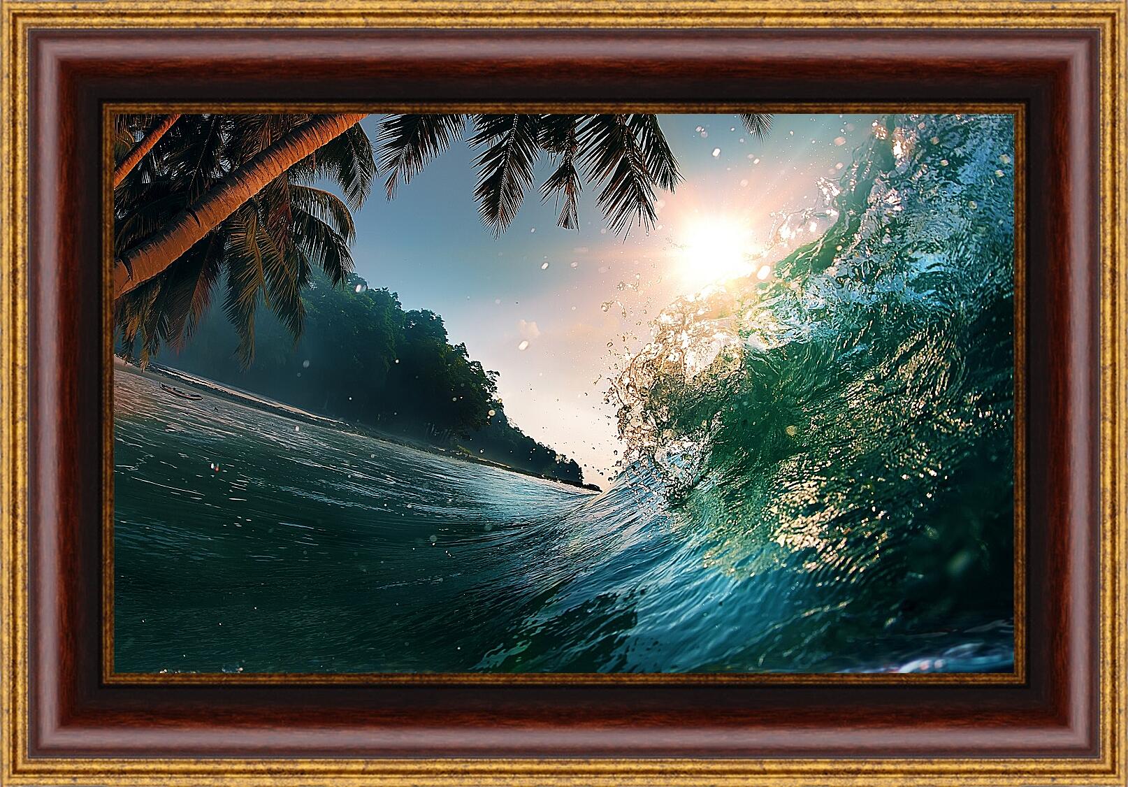 Картина в раме - Пальмы над водой