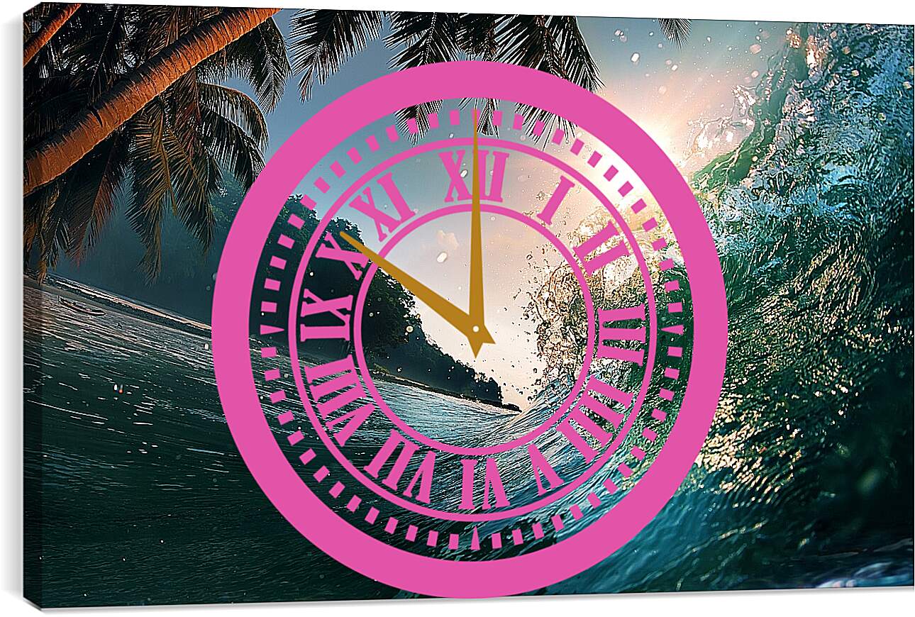 Часы картина - Пальмы над водой